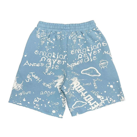 Mixed Emotions Blue Graffiti Shorts