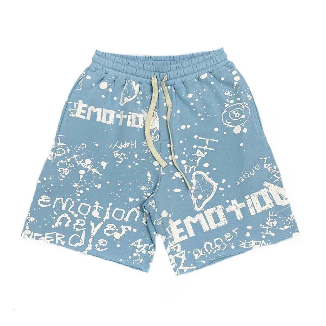 Mixed Emotions Blue Graffiti Shorts