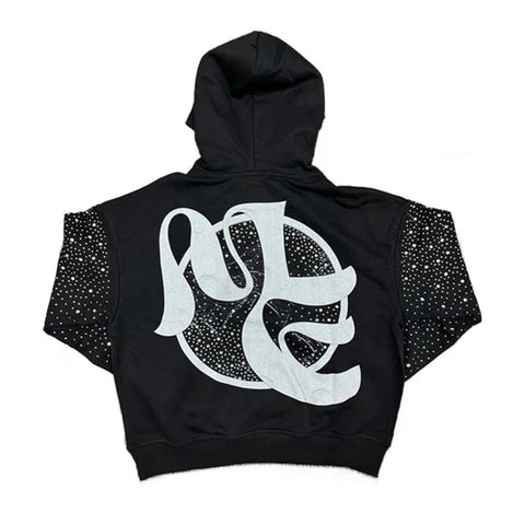 Mixed Emotions Fallen Angels Rhinestone Black Hoodie
