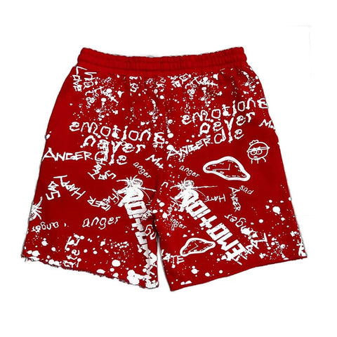 Mixed Emotions Red Graffiti Shorts