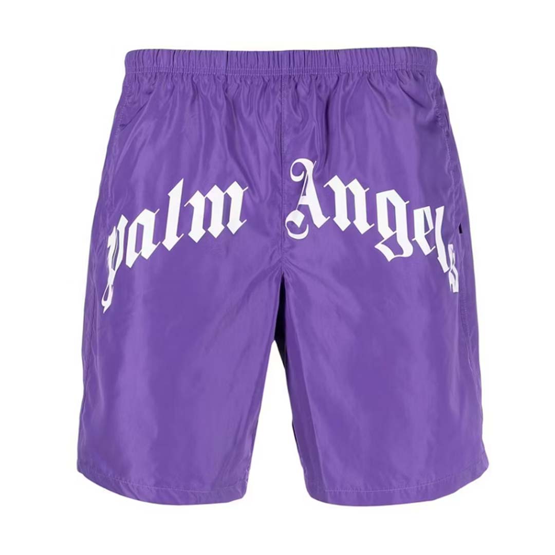 Palm Angels Curved Logo Swim Shorts Purple