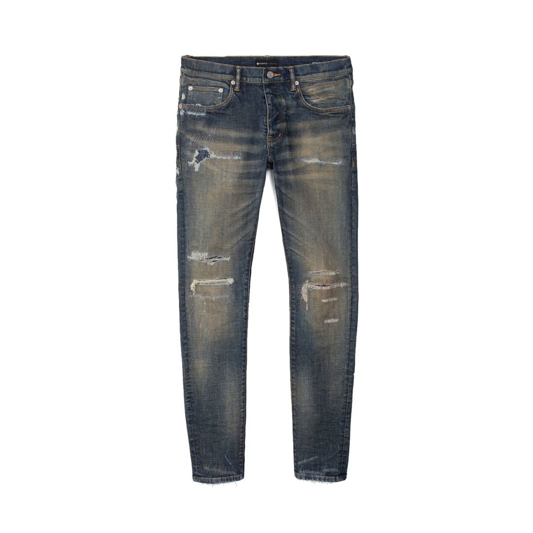 PURPLE BRAND Dirty Indigo Repair Jeans