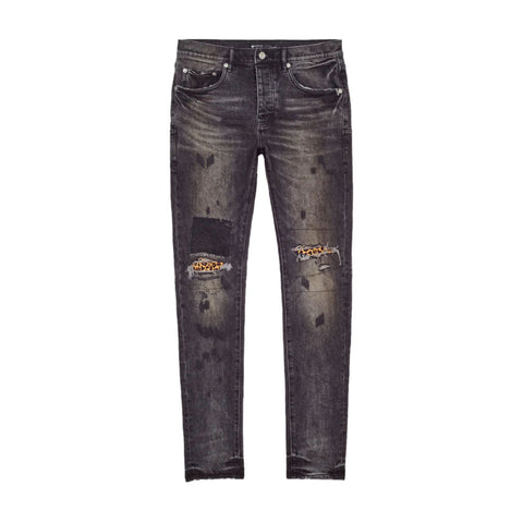 PURPLE BRAND Faded Gray Animal Repair Jeans