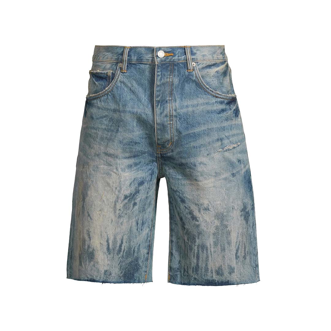 Purple Brand Mixed Paint Blue Jean Shorts