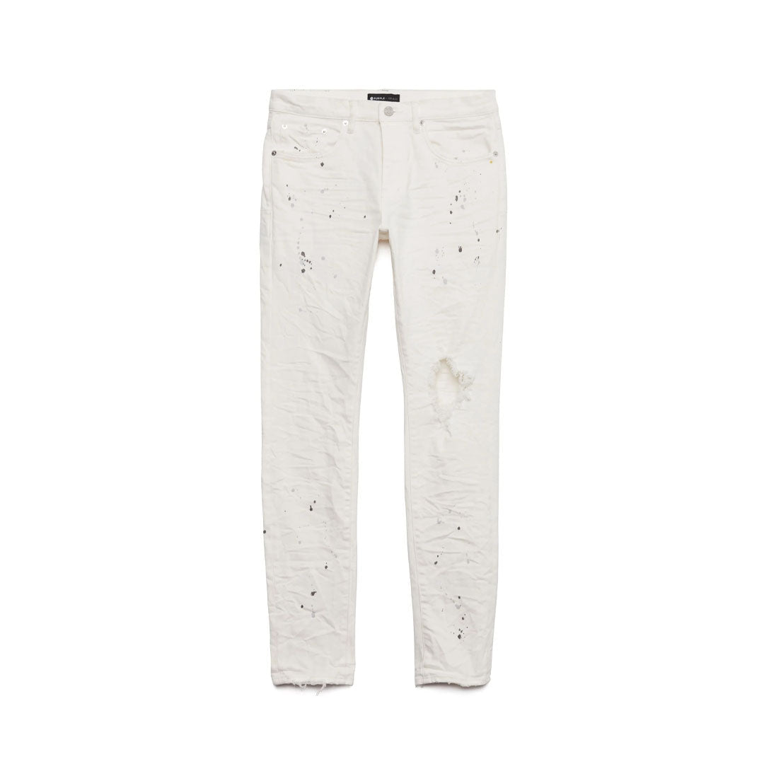PURPLE BRAND Optic White Paint Blowout Jeans
