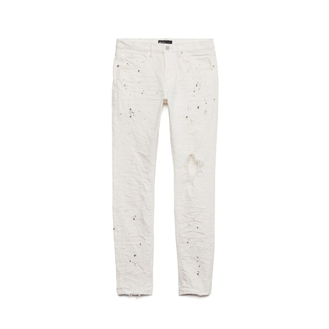 PURPLE BRAND Optic White Paint Blowout Jeans