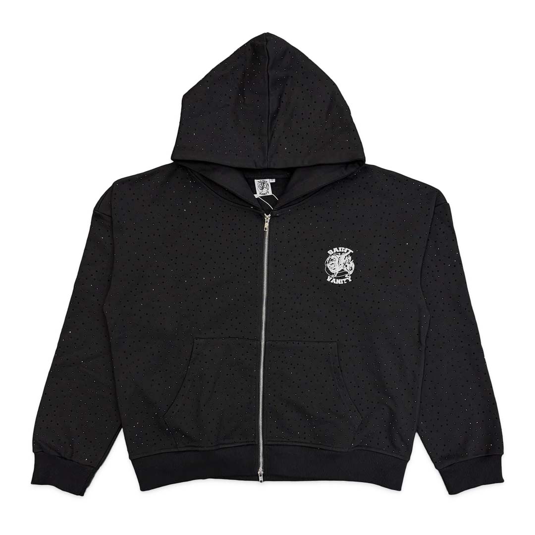 Saint Vanity VVS Rhinestone Oreo Zip Up Hoodie