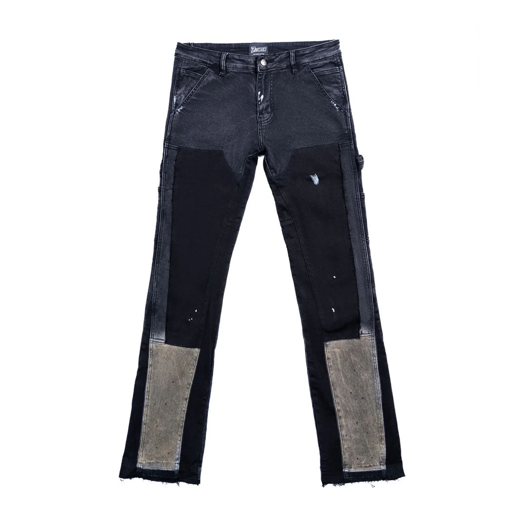 Triple Sevens Flared Denim Black