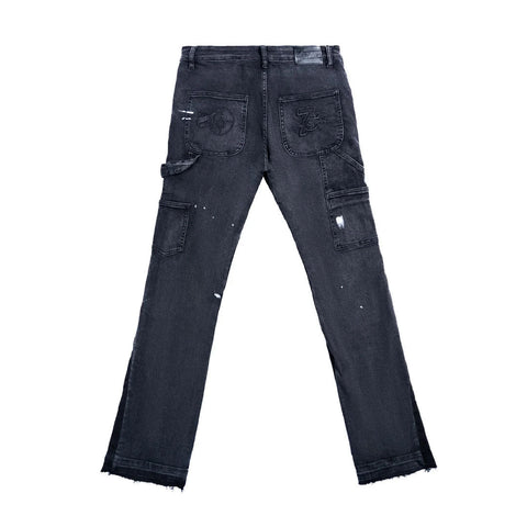 Triple Sevens Flared Denim Black