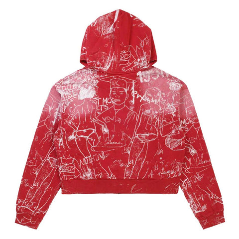 Vertabrae Silo Sketch Cropped Zip Hoodie Red