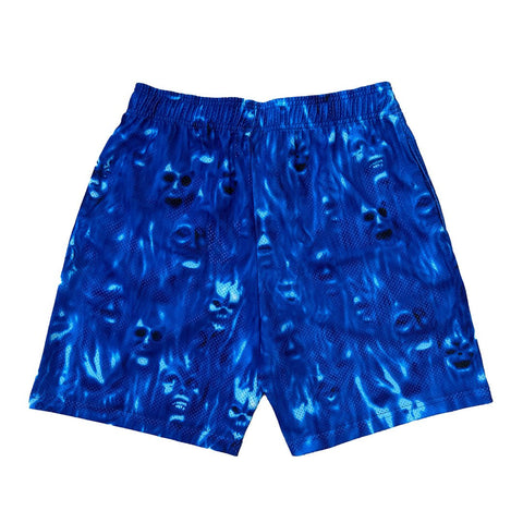 Warren Lotas Skulls Blue Mesh Shorts