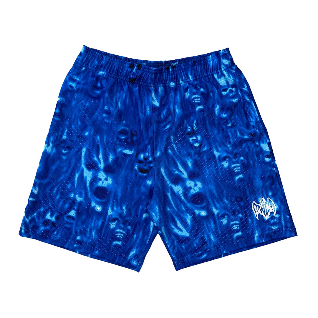 Warren Lotas Skulls Blue Mesh Shorts