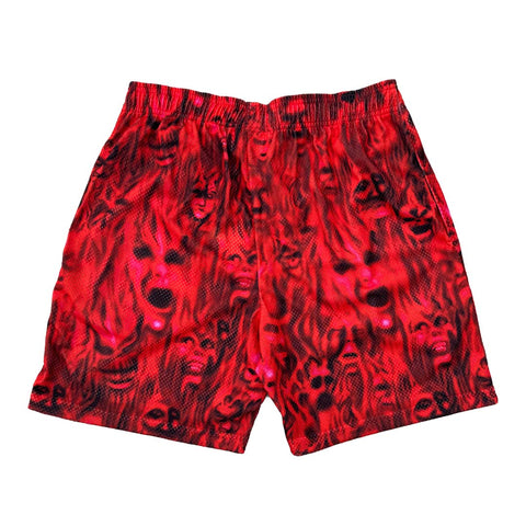 Warren Lotas Skulls Red Mesh Shorts